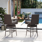 ORALNER Outdoor Wicker Swivel Bar Stools Set of 2, Footrest & Seat Cushion - Image 6