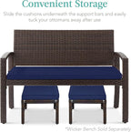 Best Choice Products Set of 2 Wicker Ottomans, Additional Seating, Side Table - Image 5