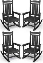 KINGYES Outdoor Rocking Chair Set of 4, High Density Polyethylene Patio Rocking by KINGYES