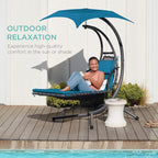 Best Choice Products Outdoor Hanging Curved Steel Chaise Lounge Chair Swing - Image 8