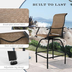 LEVELEVE Patio Bar Set 4pcs Swivel Bar Stools Outdoor Bistro Textilene - Image 7