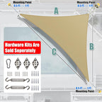 Amgo 24' x 24' x 33.9' Beige Right Triangle Sun Shade Sail UPF50+ Canopy Awning - Image 7