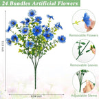 Bassion Artificial Flowers for Outdoors, 24 Bundles UV Resistant Fake Flowers - Image 3