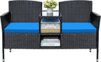 Greesum Patio Loveseat Outdoor Wicker Furniture Conversation Set by BuynowfromGreesum