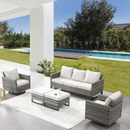 Belord Wicker Patio Furniture 5 Piece Outdoor Sofa Set, Oversize Outdoor Swivel - Image 2
