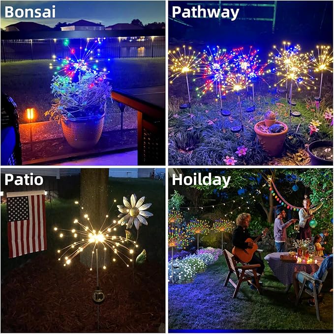 YOTOZU 4 PCS Solar Firework Light, Outdoor Solar Garden Decorative Lights 120 - Image 7