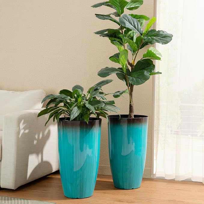 Glitzhome 23.5" H Tall Outdoor Planter, Large Flower Pots - Image 7