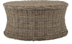 SAFAVIEH Home Collection Ruxton Natural Rattan Round Coffee Table Ottoman - Image 4