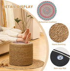 Wimarsbon Round Pouf Ottomans, Handwoven Natural Water Hyacinth Seagrass Pouffe - Image 4