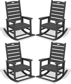 SERWALL Outdoor Rocking Chair Set of 4, Oversized HDPE Patio Rocking Chair by SERWALL