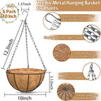 ZeeDix 6 Pack 10 Inch Metal Round Hanging Planter Basket - Image 2