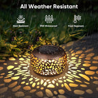 Solar Lanterns Outdoor Waterproof Decor: 2 Pack Red Copper Hollow Out Retro - Image 4