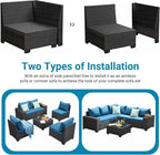Jing's Villa 10-Piece Patio Furniture Set, All-Weather Outdoor Wicker Sectional - Image 2
