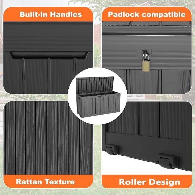 EasyUp 90 Gallon Outdoor Deck Box Waterproof, UV Resistant Resin Outdoor - Image 6