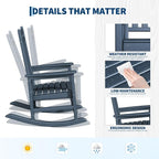 HDPE Rocking Chair Outdoor- Poly High Back Porch Rocker Chairs - Image 4
