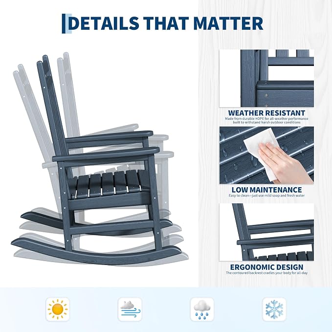 HDPE Rocking Chair Outdoor Set of 4 - Image 4