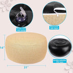 Woven Inflatable Ottoman, Fade-Resistant D31”x H14” Outdoor Indoor Pouf Patio - Image 2