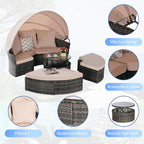 Merax 5 Pieces Outdoor Patio Round Daybed Furniture, All-Weather Wicker - Image 5