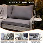 Wicker Porch Swing | 2 Seat Outdoor Porch Swing I 700lbs Heavy Duty Rattan - Image 6