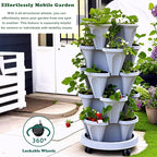 7 Tiered Strawberry Planters 3 Pack, Vertical Stackable Planter, Herb Stacking - Image 4