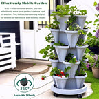 Strawberry Planters, 7 Tiered Vertical Stackable Planter, Herb Stacking Tower - Image 3