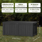 TARKARI 150 Gallon Lockable Resin Deck Box, Waterproof & UV-Resistant Outdoor - Image 2