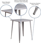 EMMA + OLIVER Commercial Grade 31.5" Square Silver Metal Indoor-Outdoor Bar - Image 4