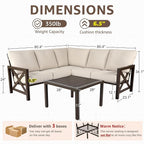 NATURAL EXPRESSIONS 6 Pieces Patio Furniture Sets, Metal Outdoor Sectional - Image 8