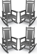 KINGYES HDPE Patio Rocking Chair Set of 4, Outdoor Rocking Chairs Porch Rocker by KINGYES