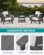 SERWALL Outdoor Patio Furniture Set, 5 Piece HDPE Patio Conversation Sets - Image 4
