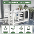 Outdoor Patio Bar Height Table and Tall Adirondack Chairs Set of 2, All-Weather - Image 2