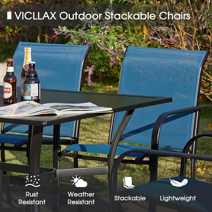 VICLLAX 5 Pieces Patio Dining Set, Outdoor Furniture Set Includes 41.2" Round - Image 6