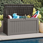 JUMMICO 120 Gallon Resin Deck Box, Large Outdoor Storage Box Waterproof & - Image 4