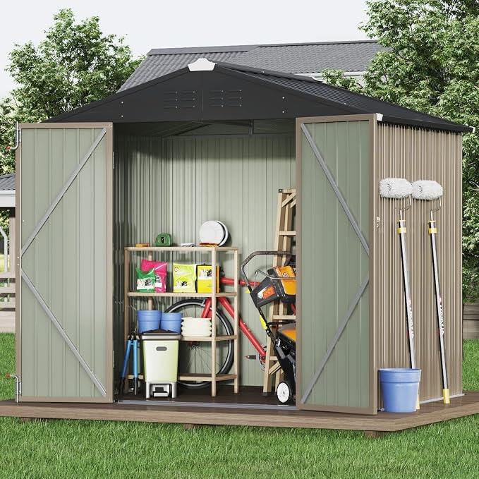 Devoko Outdoor Storage Shed 8 x 6 FT Lockable Metal Garden Shed Steel - Image 2
