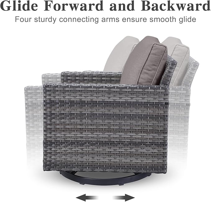 Belord 6 Piece Outdoor Furniture Patio Wicker Sofa Set, Oversize Outdoor Swivel - Image 7