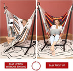 ZEYU Hammock Chair with Stand Double Hammock Chair Bohemian Style with Tassel - Image 2