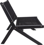 SAFAVIEH Outdoor Collection Kobina Black Acacia Wood/Black Rope Foldable Bench - Image 9