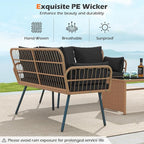 Tangkula Patio Wicker Loveseat, Outdoor Rattan 2-Seat Cushioned Sofa - Image 9