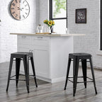 AC Pacific 24” Metal Backless Barstool Set of 2 – Country Rustic Style - Image 2