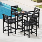 Tangkula 3-Piece Patio HDPE Bar Set, 2 Bar Height Adirondack Armchairs w/Square - Image 3