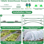 60 Pcs Garden Hoops for Raised Beds, 12 Sets Greenhouse Hoops Grow Tunnel - Image 2