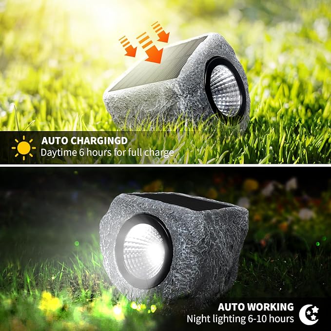 Solar Rock Lights Outdoor 2 Pack, Bright Solar Spotlights Outdoor Waterproof - Image 4