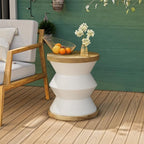 COSIEST White Outdoor Side Table, Round MgO Concrete End Patio Side Table - Image 7