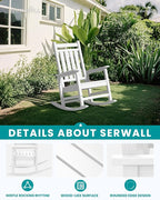 SERWALL HDPE Outdoor Rocking Chair Set of 8, Patio Rocking Chairs - Image 4