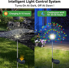 Solar Garden Lights Outdoor Waterproof, 2 Pack 120 LED Solar Firework Lights - Image 2