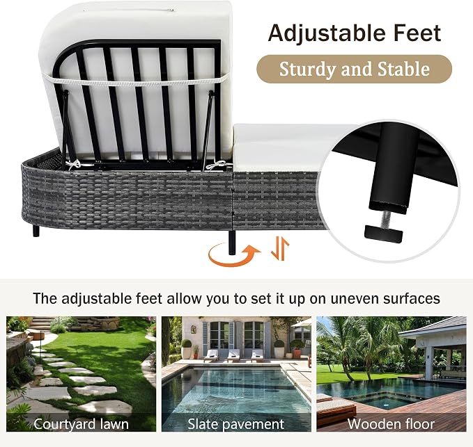 Merax Outdoor Daybed, Patio Rattan Daybed - Image 7