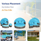 Merax 5 Pieces Outdoor Patio Round Daybed Furniture, All-Weather Wicker - Image 4