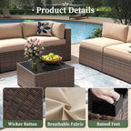 Aoxun 11 Piece Patio Furniture Set Wicker Rattan Patio Conversation Set Outdoor - Image 5