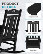 Ciokea Oversized Outdoor Rocking Chair, 380lbs Heavy-Duty Large Patio Rocker - Image 7