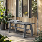 VINGLI 47” Outdoor Bench Garden Bench HDPE Porch Bench w/Metal Legs, Poly - Image 2